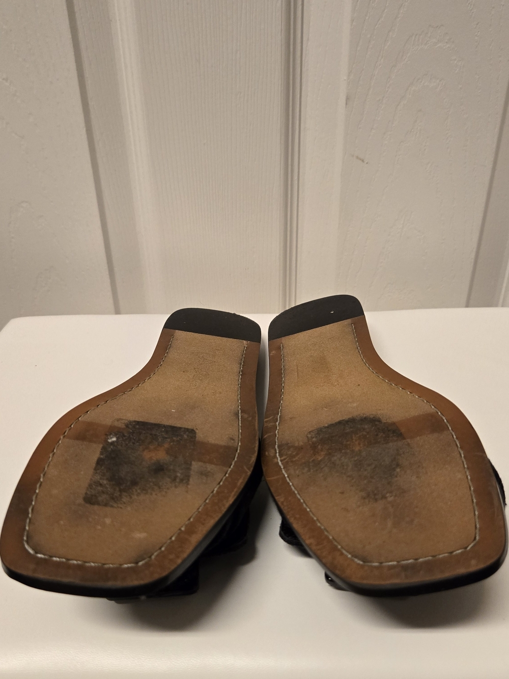 Sam Edelman Black Slip-On Sandals with Marbled Buckles - Picture 4 of 5